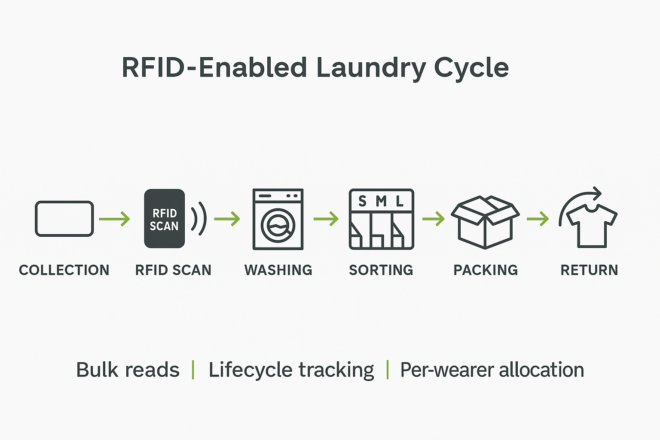 UNIF_diagram-RFID-Enabled-Laundry-Cycle-660x440 将制服损耗降低至 3%：工业洗衣房的 RFID 追踪